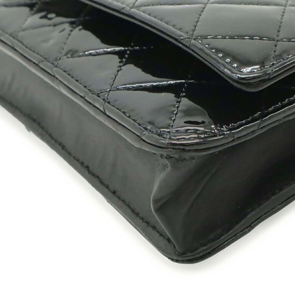 CHANEL Matelassé Coco Mark Wallet Chain Shoulder Bag Enamel Patent Leather Bl... - Picture 4 of 10